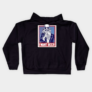 Funny Uncle Sam I Want Beer Patriotic Design Kids Hoodie